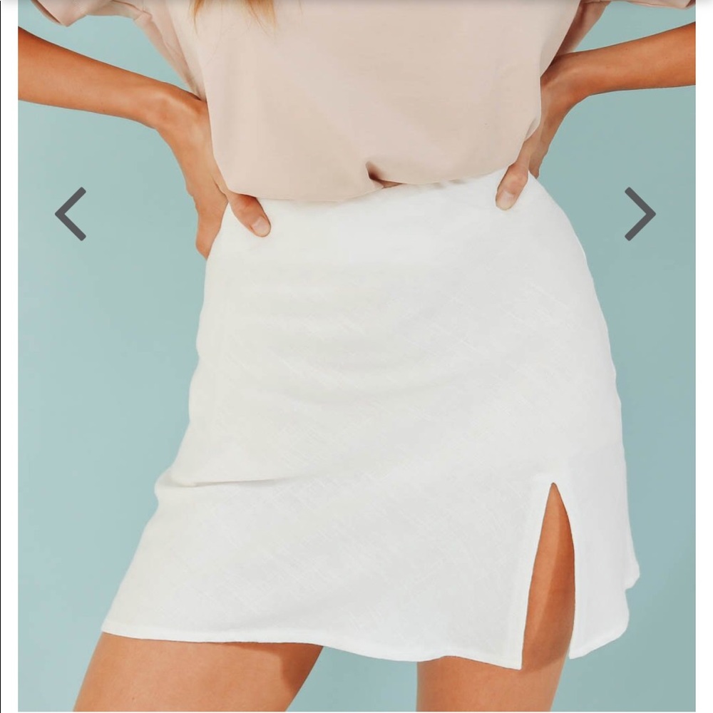 White linen mini skirt